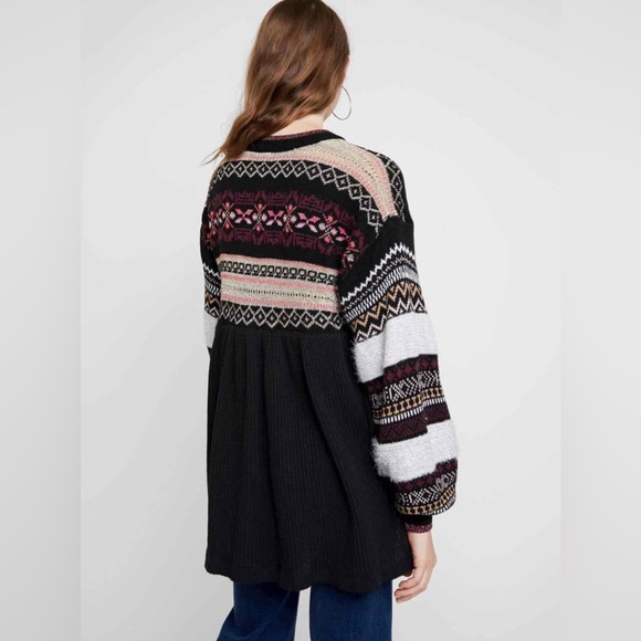 Free People Black Metallic Cabin Fever Fair Isle Sweater - Picture 3 of 9